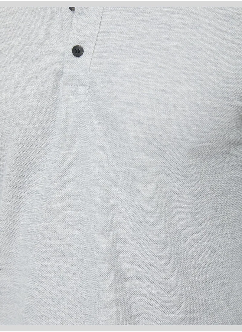 كوتون Polo Neck Long Sleeve T-Shirt