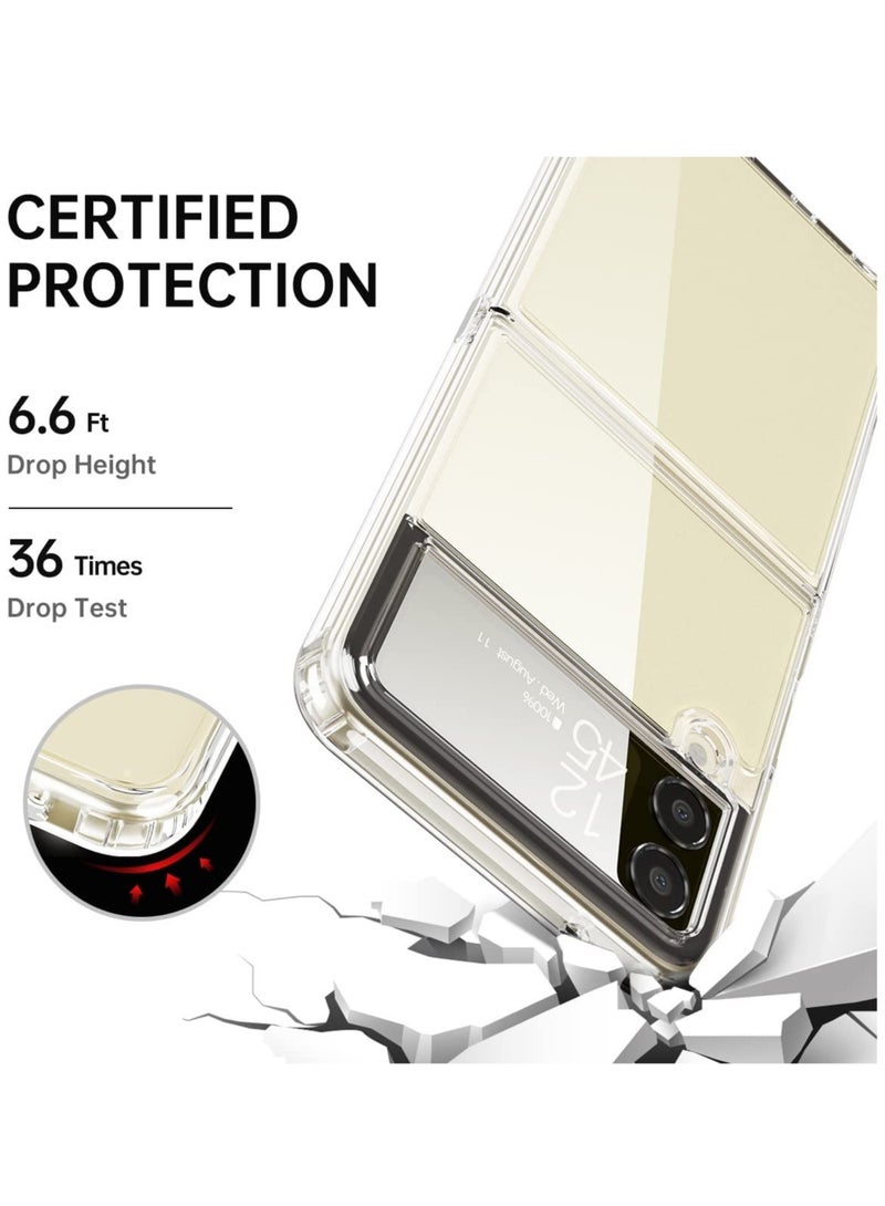 ELTRAZONE Case for Samsung Galaxy Z flip 4 5G 2022, Clear Slim Phone Case with Transparent Hard PC Back, Soft TPU Edges, Hinge, Non-Yellowing Shockproof Thin Protective Cover for Z flip 4 - Crystal - Image 2