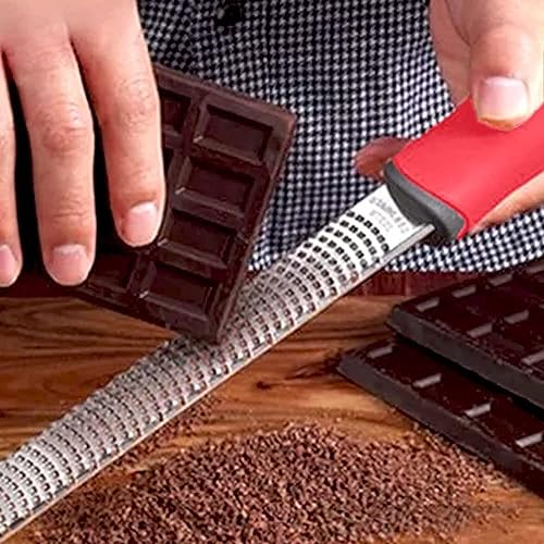 Baskety Lemon Zester & Cheese Grater 13 Inch Stainless Steel Zester with Protective Cover Ginger, Garlic, Fruits & Vegetables (Red) - Image 3