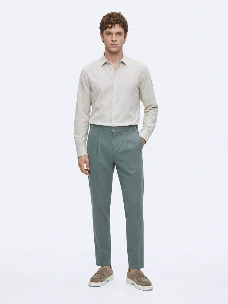 Kip Mint Weaving Regular Fit Casual Cotton Blended Trousers - Image 1