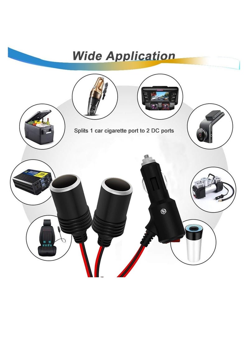 Generic - Car Cigarette Lighter Adapter, 240W 1-to-2 DC 12V/24V Plug Splitter with Dual Socket, Switch, 3.9-inch Extension Cord, and 15A Fuses - Suitable for 12/24V Vehicles - Image 1