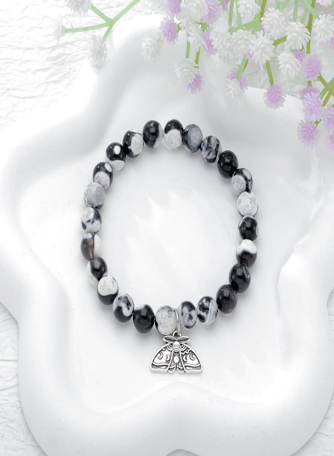 PARTNER Wiccan Phase Moth Jewelry Gift for Women Mystical Luna Moths Charm Bracelet for Women Rebirth/Intuition/Bug/Insect Pagan Amethyest Gifts (Moth) - Image 3