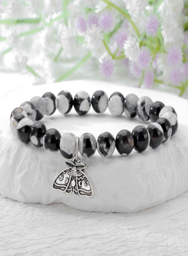 PARTNER Wiccan Phase Moth Jewelry Gift for Women Mystical Luna Moths Charm Bracelet for Women Rebirth/Intuition/Bug/Insect Pagan Amethyest Gifts (Moth) - Image 5