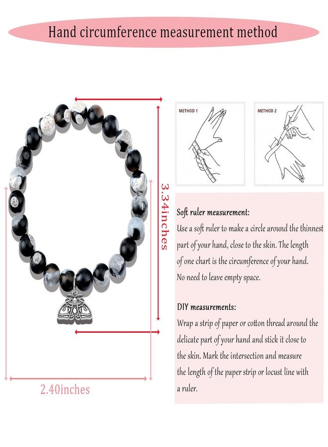 PARTNER Wiccan Phase Moth Jewelry Gift for Women Mystical Luna Moths Charm Bracelet for Women Rebirth/Intuition/Bug/Insect Pagan Amethyest Gifts (Moth) - Image 2