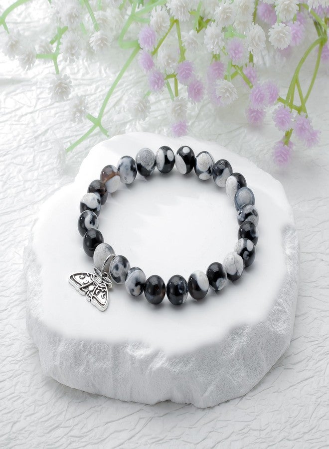 PARTNER Wiccan Phase Moth Jewelry Gift for Women Mystical Luna Moths Charm Bracelet for Women Rebirth/Intuition/Bug/Insect Pagan Amethyest Gifts (Moth) - Image 4