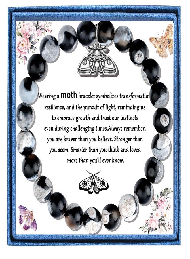 PARTNER Wiccan Phase Moth Jewelry Gift for Women Mystical Luna Moths Charm Bracelet for Women Rebirth/Intuition/Bug/Insect Pagan Amethyest Gifts (Moth) - Image 1