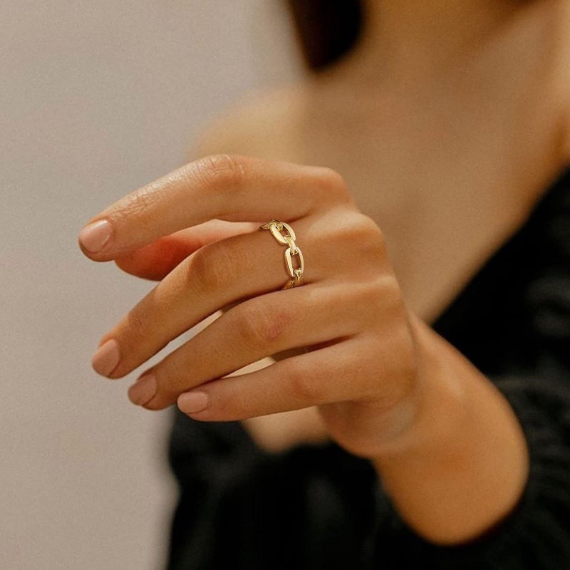 VNOX 18K Gold Plated Stainless Steel Cuff Link Ring for Women,Size 8 - Image 2