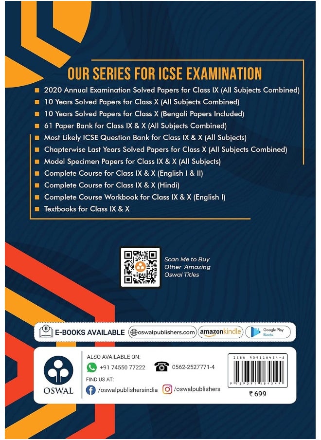 null - Oswal Printers & Publishers Pvt. Ltd Chapterwise Last 10 Years Solved Papers: Icse Class 10 for 2022 Examination - Image 1