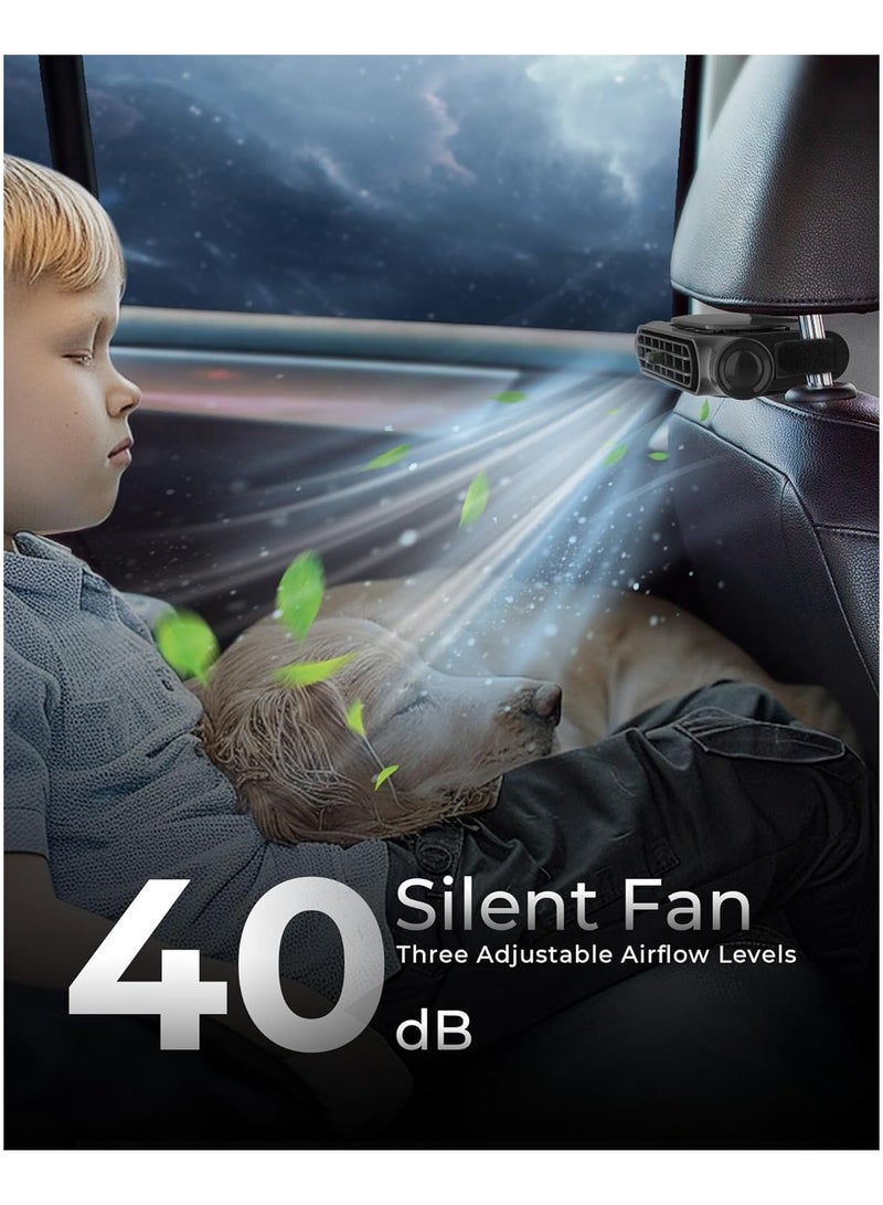 Car Seat Fancar Seat Cooling Fan 3-Speed Adjustable Car Cooling Fan Silent Electric Car Fan Portable USB Cooler Fan for All Car Jeep Van Rv Trucks Home Office - Image 3
