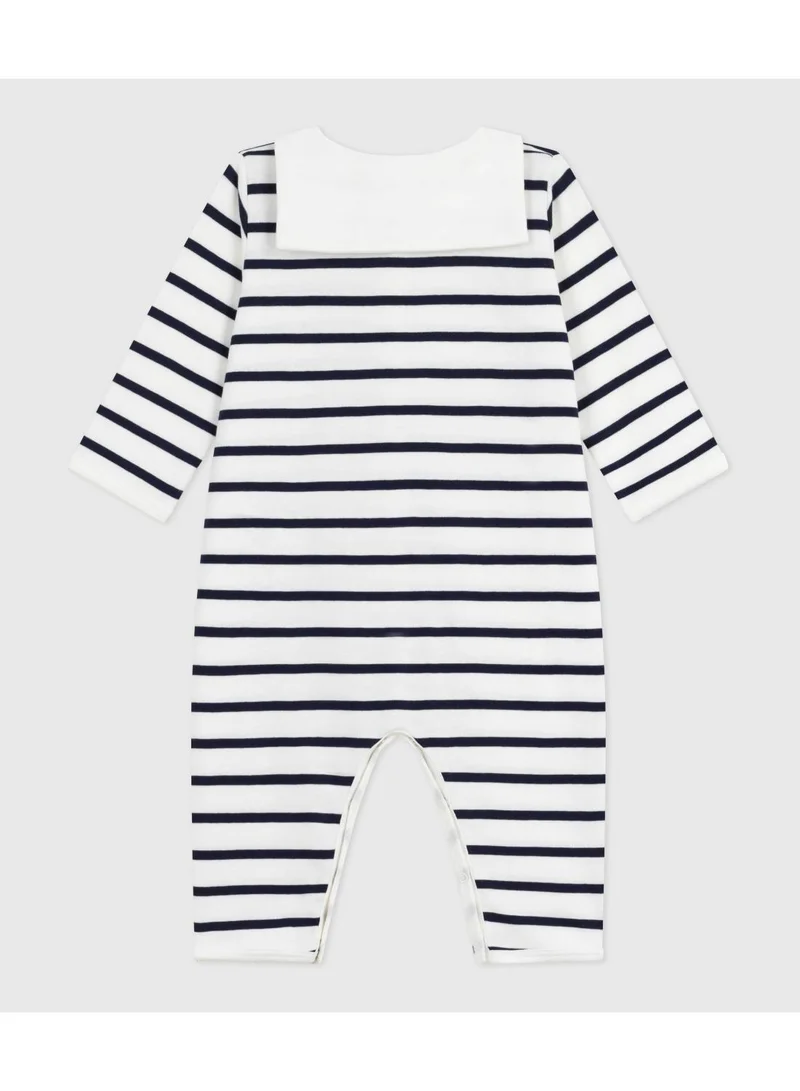 بيتي باتو Babies' footless stripy boat-neck cotton pyjama suit