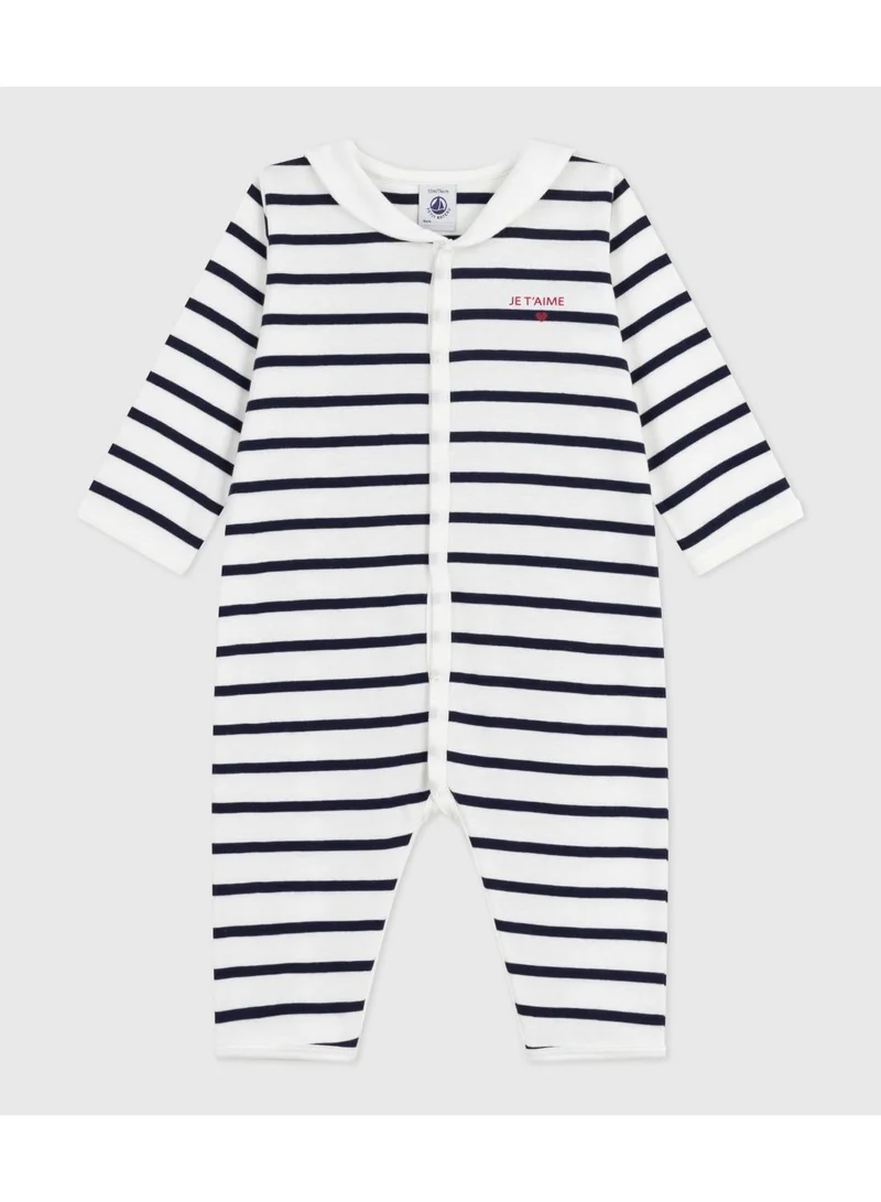 بيتي باتو Babies' footless stripy boat-neck cotton pyjama suit