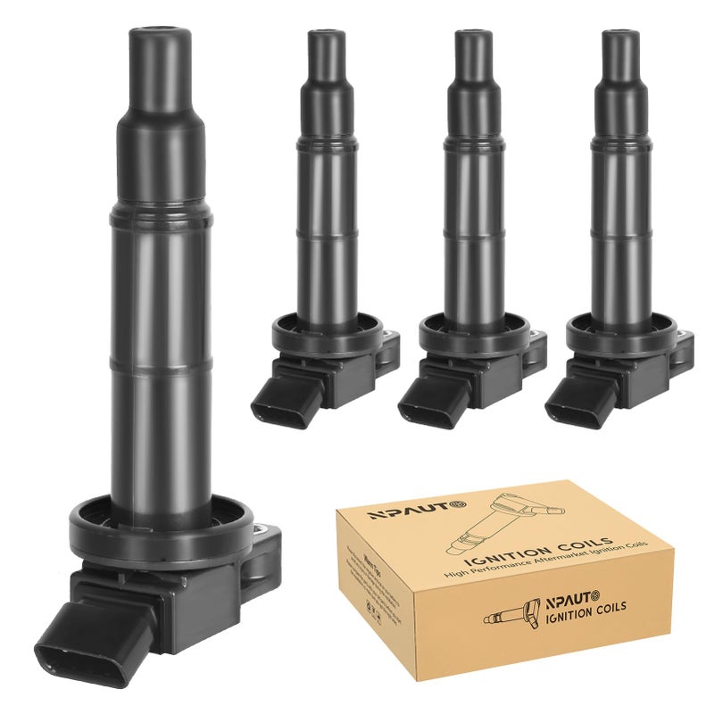 NPAUTO Ignition Coils Pack Set of 4 fit for L4 2.4 2.4L 2002 2003 2004 2005 2006 2007 2008 2009 2010 Toyota Camry, 01-08 Rav4, 02-06 Solara, 01-07 Highlander, 05-10 Scion tC, 10-12 Lexus HS250h, UF333 UF494 - Image 1