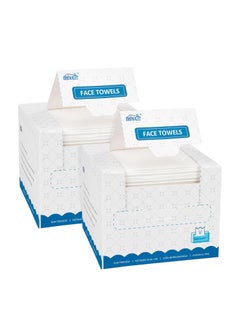 HOMEXCEL HOMEXCEL Face Towels, 100 Count (2 Box) Disposable Face Towelettes, Biodegradable Makeup Remover Dry Wipes, Super Soft Clean Facial Towels Wash Cloth for Sensitive Skin 