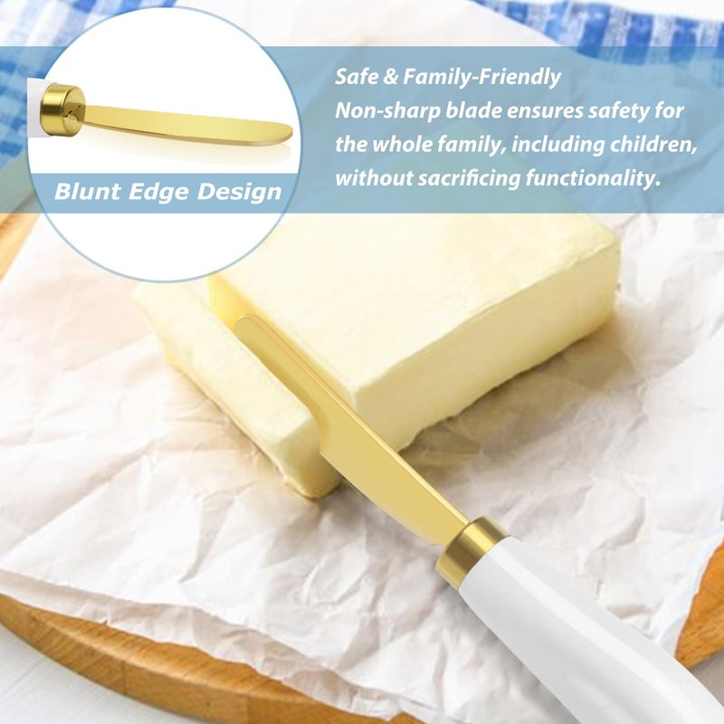 Mlurcu Butter Spreader Knives Set of 2, Stainless Steel Butter Knife with Porcelain Handles, Blunt Edge Cheese Spreader Set for Soft Cheese, Butter, Jam, Charcuterie, Pastry - Image 5