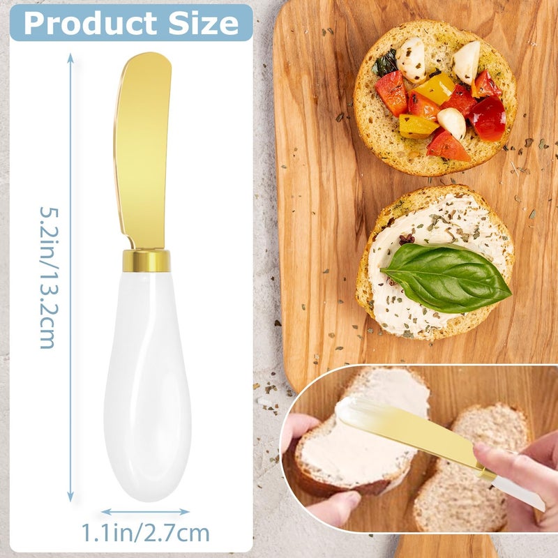 Mlurcu Butter Spreader Knives Set of 2, Stainless Steel Butter Knife with Porcelain Handles, Blunt Edge Cheese Spreader Set for Soft Cheese, Butter, Jam, Charcuterie, Pastry - Image 2