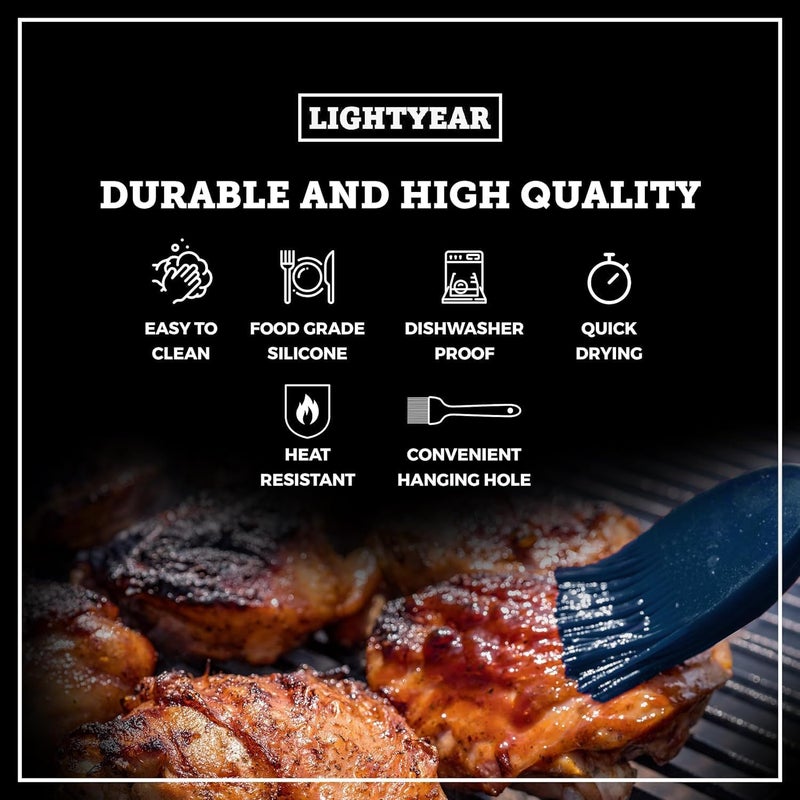 Lightyear Silicone Basting Pastry Brush Set (2 Pcs) ❘ 450°F Heat Resistant Oil Brush for Your Kitchen - Ideal For BBQ’s, Baking & Cooking | 100% Food Grade Silicone - BPA Free & Dishwasher Safe (Blue) - Image 4
