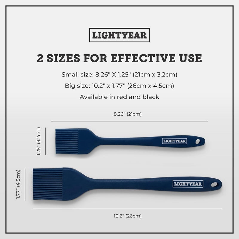 Lightyear Silicone Basting Pastry Brush Set (2 Pcs) ❘ 450°F Heat Resistant Oil Brush for Your Kitchen - Ideal For BBQ’s, Baking & Cooking | 100% Food Grade Silicone - BPA Free & Dishwasher Safe (Blue) - Image 2