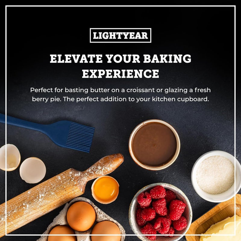 Lightyear Silicone Basting Pastry Brush Set (2 Pcs) ❘ 450°F Heat Resistant Oil Brush for Your Kitchen - Ideal For BBQ’s, Baking & Cooking | 100% Food Grade Silicone - BPA Free & Dishwasher Safe (Blue) - Image 3