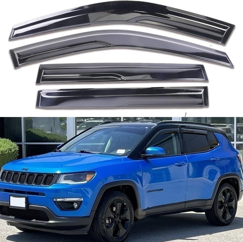 TONOYTIM Window Visors Rain Guards for Jeep Compass 2017-2024 - 4-Piece Set - Image 2