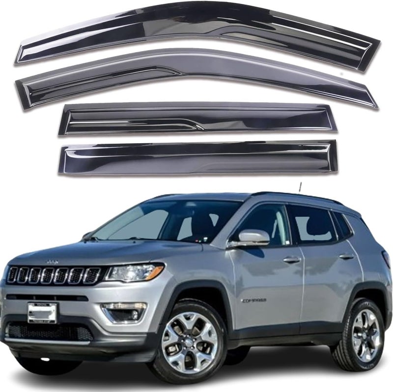 TONOYTIM Window Visors Rain Guards for Jeep Compass 2017-2024 - 4-Piece Set - Image 1
