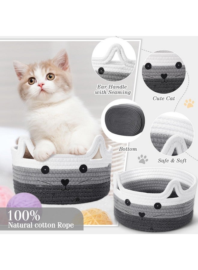 Zopeal 2 Pack Woven Basket with Gift Bags and Ribbons, Cat Rope Graduation Gift Basket Empty for Baby Shower Cat Toys Graduation Baskets Presents Package(Mix Gray) - Image 3
