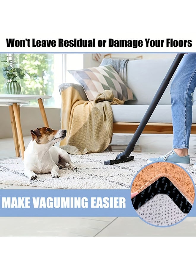 16 Pcs U Shape Reusable Carpet Stickers Non Slip Washable Rug Grippers for Hardwood Tile Marble Floors Prevent Rugs From Moving Rolling Edges Ideal for Living Room Bedroom Dining Room Office - Image 5