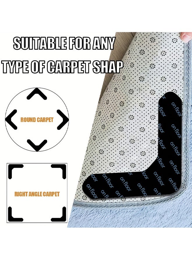 16 Pcs U Shape Reusable Carpet Stickers Non Slip Washable Rug Grippers for Hardwood Tile Marble Floors Prevent Rugs From Moving Rolling Edges Ideal for Living Room Bedroom Dining Room Office - Image 2