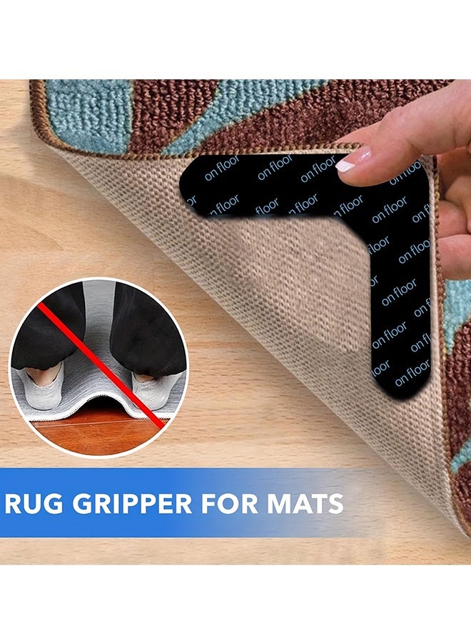 16 Pcs U Shape Reusable Carpet Stickers Non Slip Washable Rug Grippers for Hardwood Tile Marble Floors Prevent Rugs From Moving Rolling Edges Ideal for Living Room Bedroom Dining Room Office - Image 4