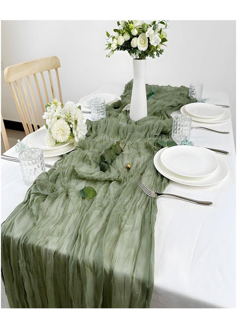 CUBEXELL Table Runner,  Boho Gauze Table Runner for Wedding Bridal Baby Shower Birthday Party Table Decoration，90 x 300 cm - Image 1