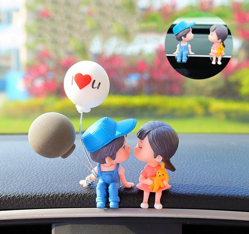 Spiaty Cute Couple Love Balloon Home, Car and Office Decor Figurine (Small, Blue, Set of 2) - Image 1