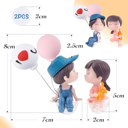 Spiaty Cute Couple Love Balloon Home, Car and Office Decor Figurine (Small, Blue, Set of 2) - Image 4