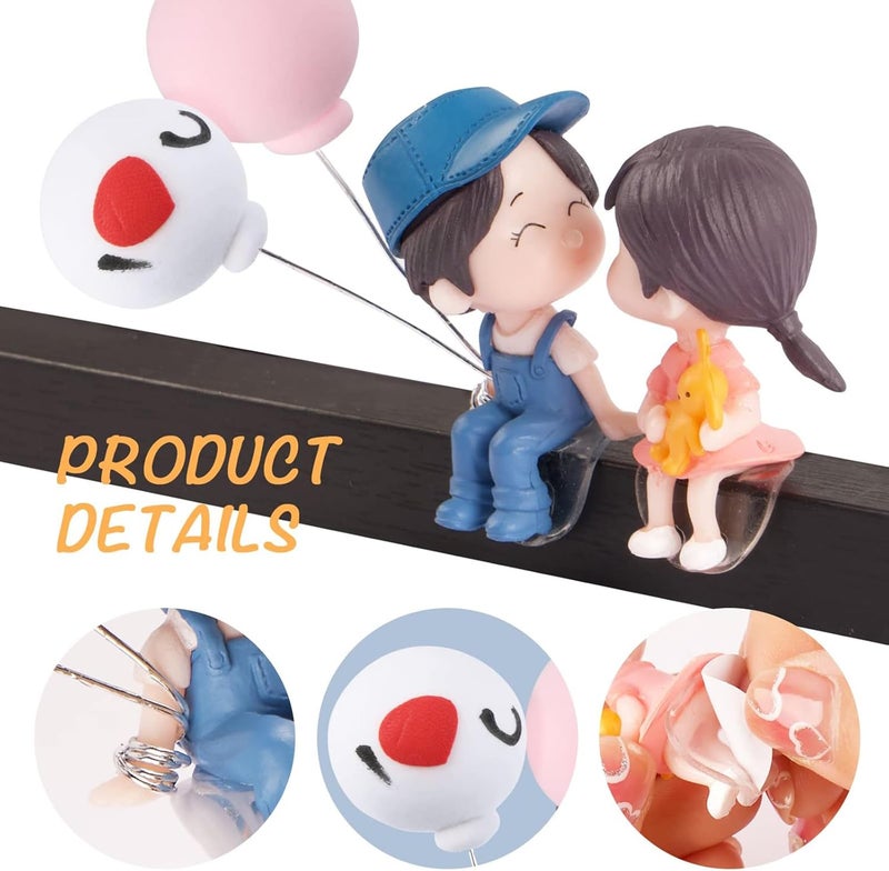 Spiaty Cute Couple Love Balloon Home, Car and Office Decor Figurine (Small, Blue, Set of 2) - Image 5