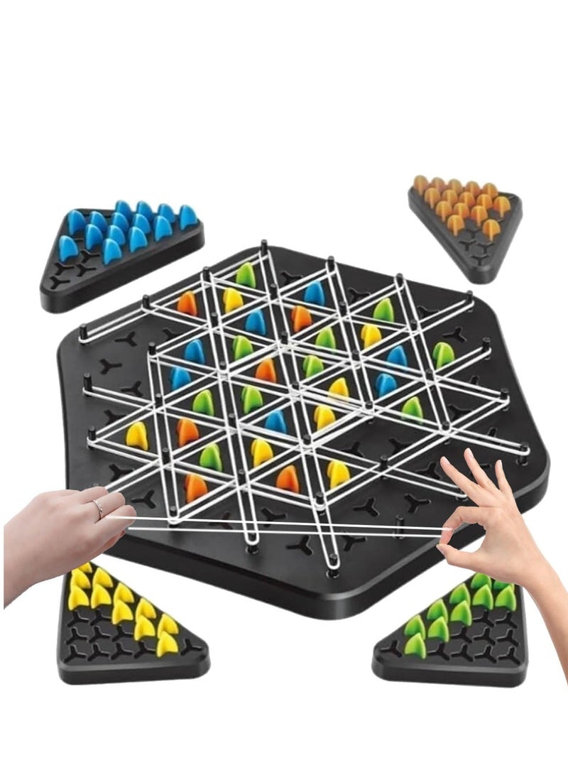 Triggle Game with Rubber Bands Chain Triangle Intellectual Chess Board, Chess Game Chain Triangle Chess Game, Brain Games Triggle for Children from 3 Years and Adults for 2-4 People - Image 1