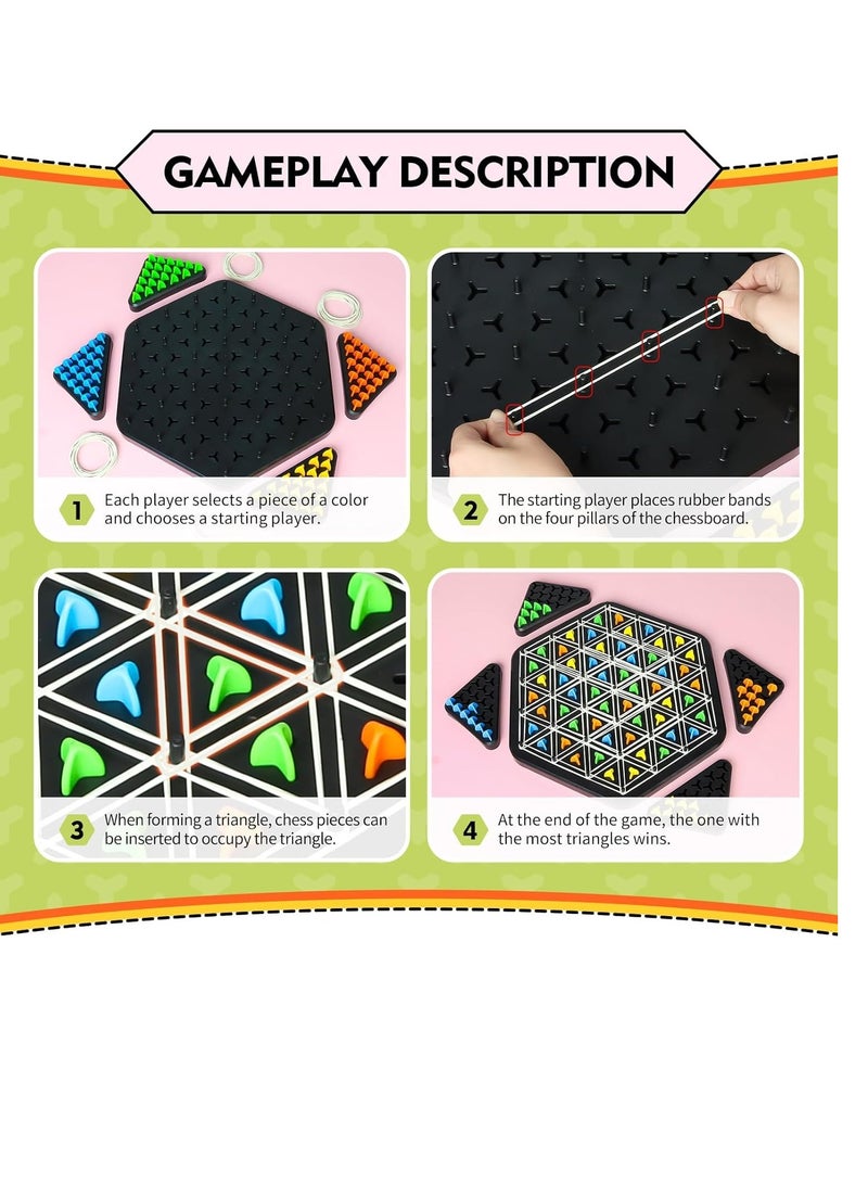 Triggle Game with Rubber Bands Chain Triangle Intellectual Chess Board, Chess Game Chain Triangle Chess Game, Brain Games Triggle for Children from 3 Years and Adults for 2-4 People - Image 3