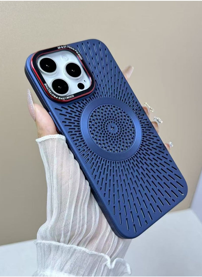 Generic - New Heat Dissipation Magsafe phone case Ultra Slim for iphone 15 Plus (6.7 Inch) Support Magnetic Wireless Charge Shockproof Bumper cover (Blue) - Image 1