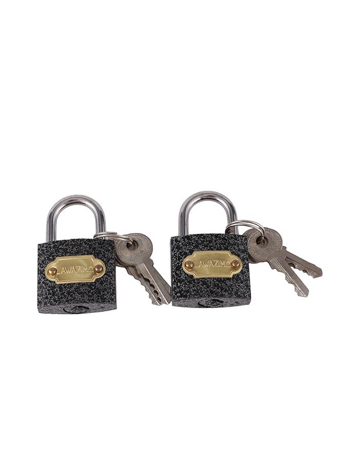 LAWAZIM Iron Padlock 2 Piece - 32mm | Weatherproof Padlock with Keys for Travel Bags, File Cabinet Lock, Backpack, Suitcase, School Gym Locker, Toolbox  - Image 1