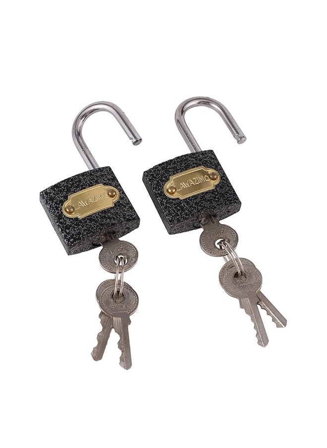 LAWAZIM Iron Padlock 2 Piece - 32mm | Weatherproof Padlock with Keys for Travel Bags, File Cabinet Lock, Backpack, Suitcase, School Gym Locker, Toolbox  - Image 3