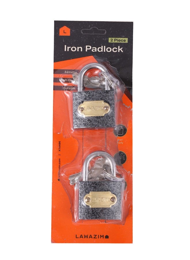 LAWAZIM Iron Padlock 2 Piece - 32mm | Weatherproof Padlock with Keys for Travel Bags, File Cabinet Lock, Backpack, Suitcase, School Gym Locker, Toolbox  - Image 4