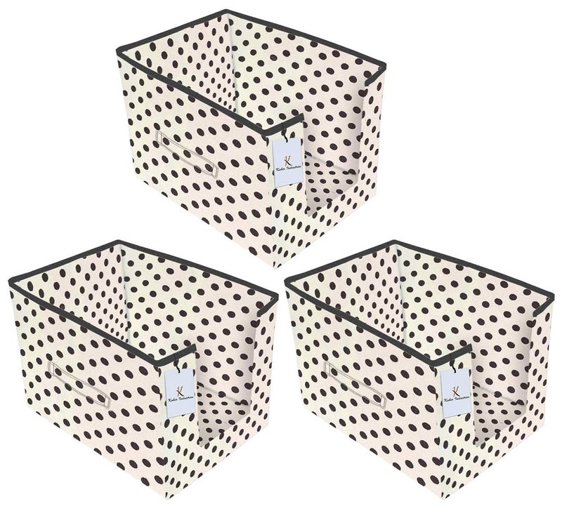 Kuber Industries Polka Printed 3 Piece Non Woven Shirt Stacker Wardrobe Organizer Set Ivory CTKTC35095 - Image 1
