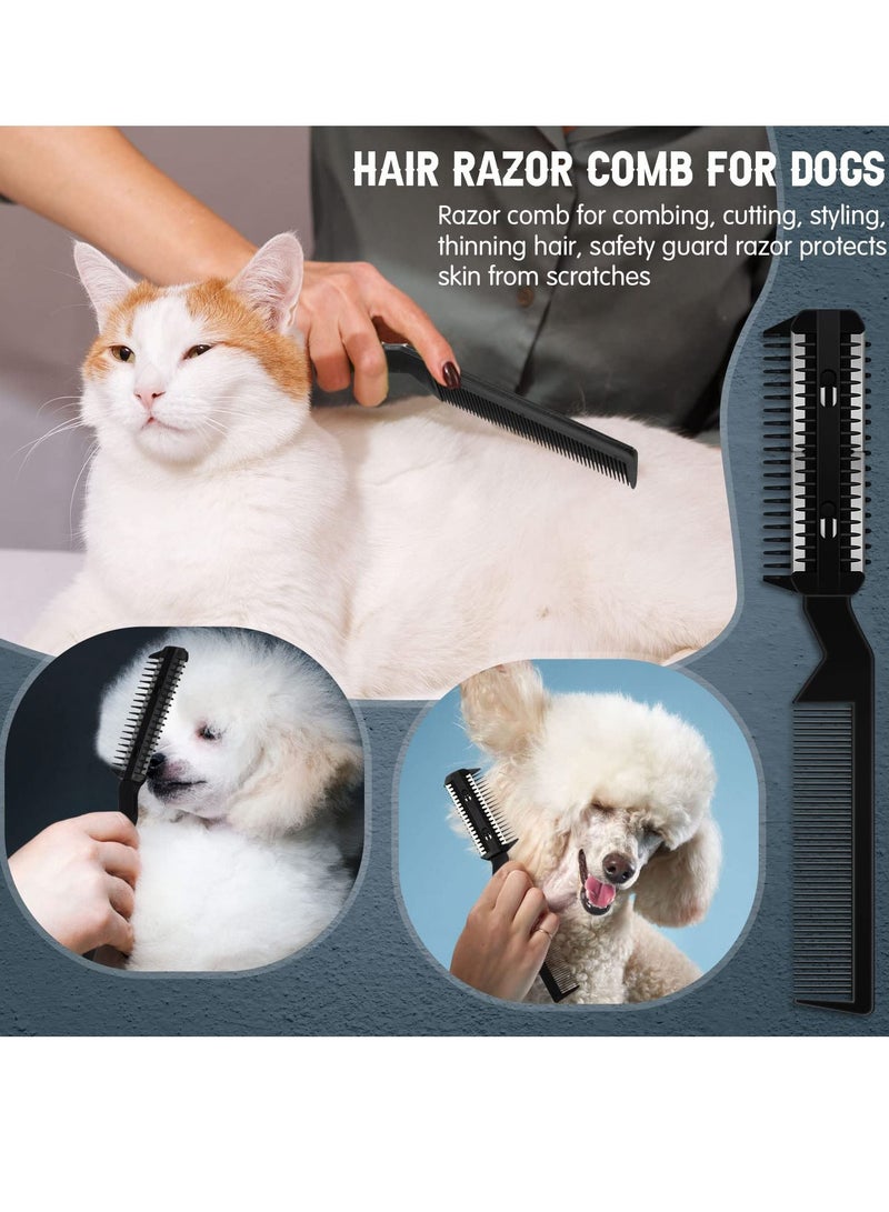 Y&D Dogs Hair Grooming Trimmer Comb, 10 Pieces Razor with 20 Extra Blades Manual Dog Comb Double Edge for Cats and With All Types (Black) - Image 4