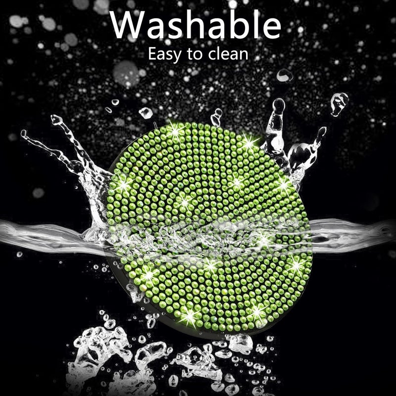 NBTEPEM 2pcs Bling Car Cup Holder Coaster, 2.75 inch Anti-Slip Shockproof Universal Fashion Vehicle Car Coasters Insert Bling Rhinestone Auto Automotive Interior Accessories for Women (2 pcs, Light Green) - Image 3