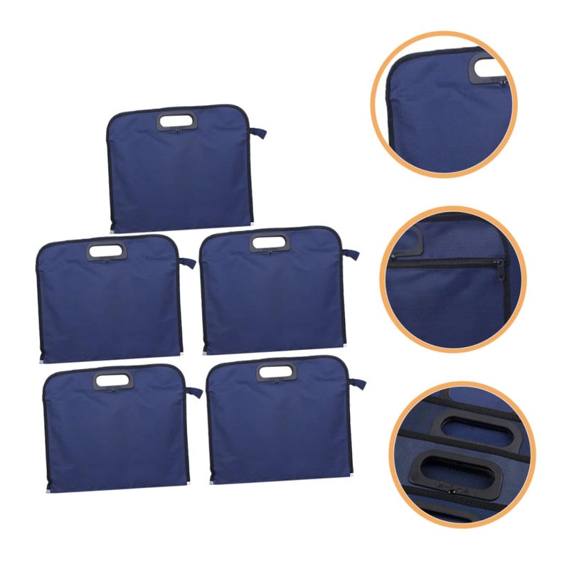 Oxford Cloth Document Holder File Organizer with Zipper Portable Storage Bag for Papers - Image 3