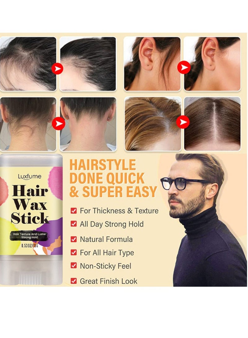 Luxfume Hair Wax Stick Hair Finishing Stick Anti Frizz Hair Flyaway Wax Tamer Edge Brush Hair Mascara Flyaway Hair Stick Moisturizing and Shine Enhancing Hair Finishing Gel 15g - Image 5