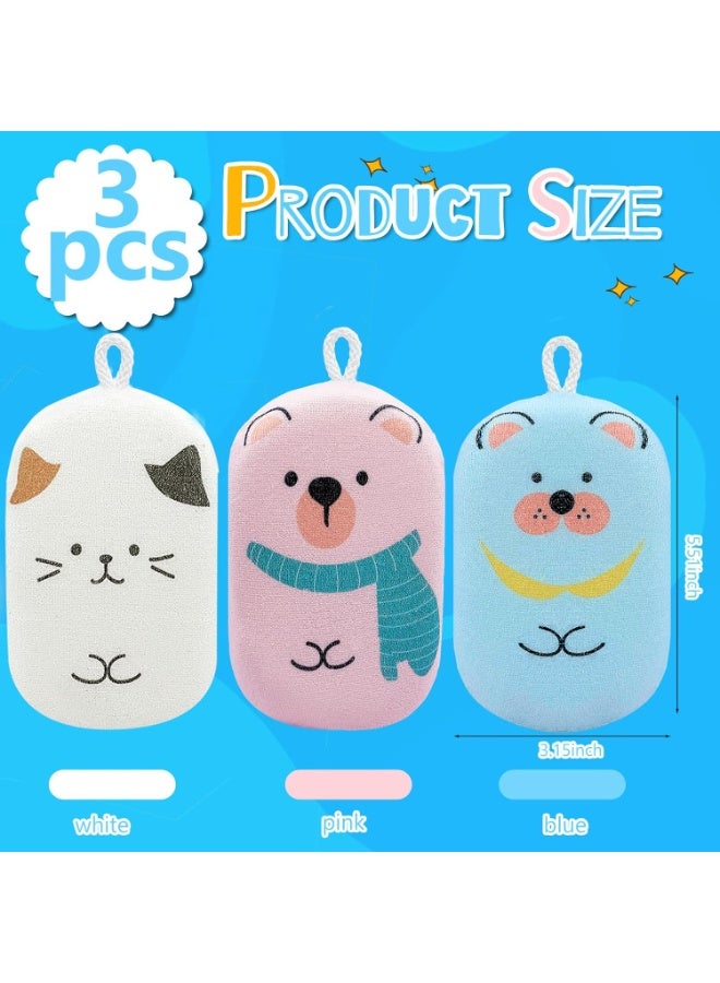 Baby and Kids Bath Loofah Sponge, Soft and Absorbent Toddler Exfoliating Body Scrubber Shower Loofa Sponge,Cute Pattern Design for Kids Baby Women Boys and Girl, 3 Pack (Bear/Dog/Cat) - Image 4