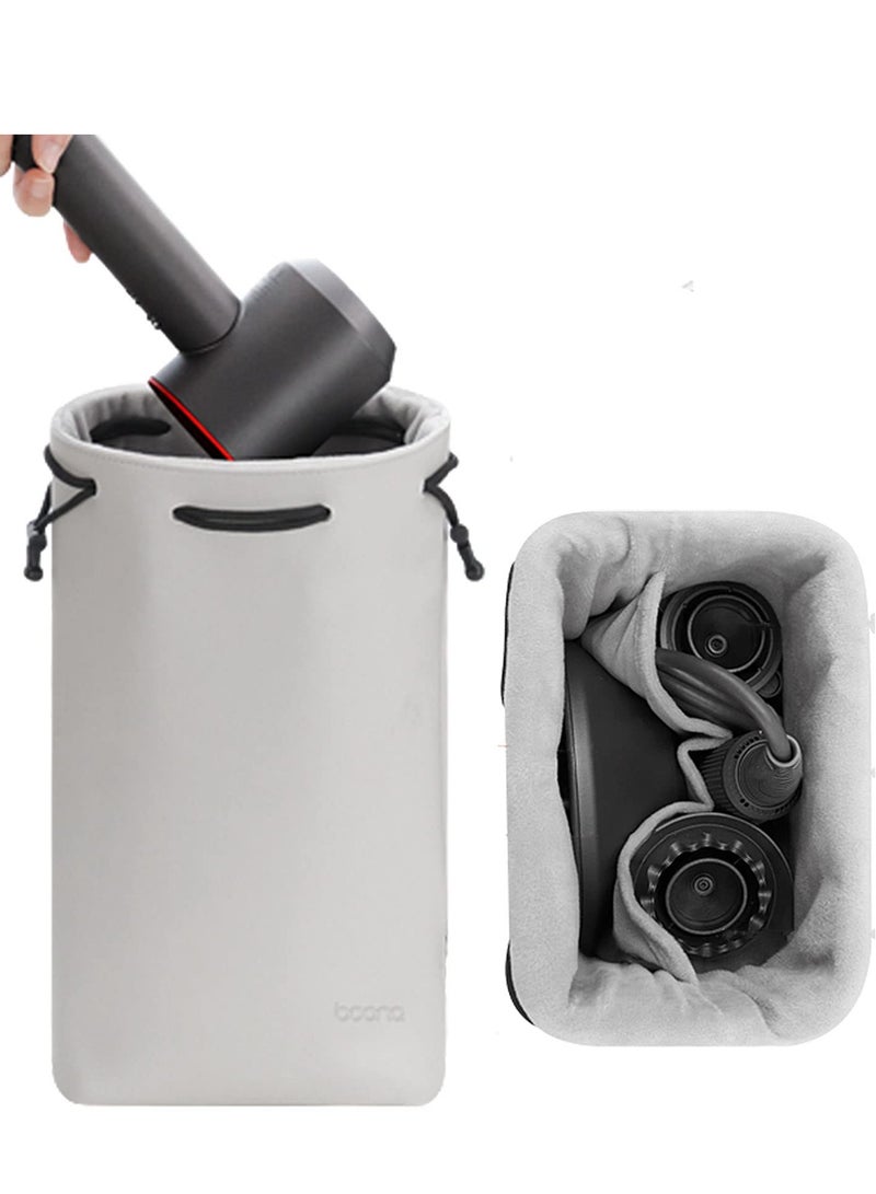 KASTWAVE Organizer for Dyson Supersonic Hair Dryer, Waterproof PU Leather Suitcase Travel Bag Drawstring Bag Organizer with Separate Pocket for Dyson Airwrap Styler Curling Iron Accessories,Gray - Image 1
