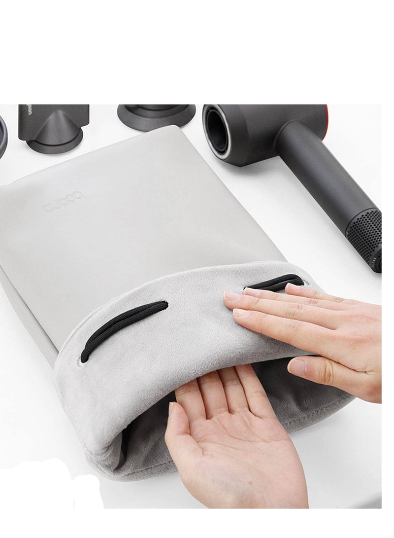 KASTWAVE Organizer for Dyson Supersonic Hair Dryer, Waterproof PU Leather Suitcase Travel Bag Drawstring Bag Organizer with Separate Pocket for Dyson Airwrap Styler Curling Iron Accessories,Gray - Image 5