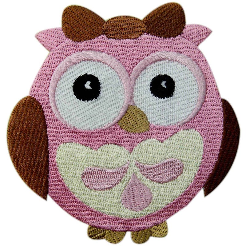 WideEyed Baby Girl Owl Embroidered Applique Iron On Sew On Patch