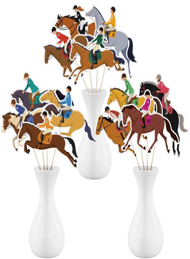Funnymoom 24 Sets Horse Party Table Decorations Double Sided Horse Centerpieces Sticks Table Toppers for Derby Racing Festival Supplies Equestrian Western Derby Birthday Baby Shower Party Decor - Image 1