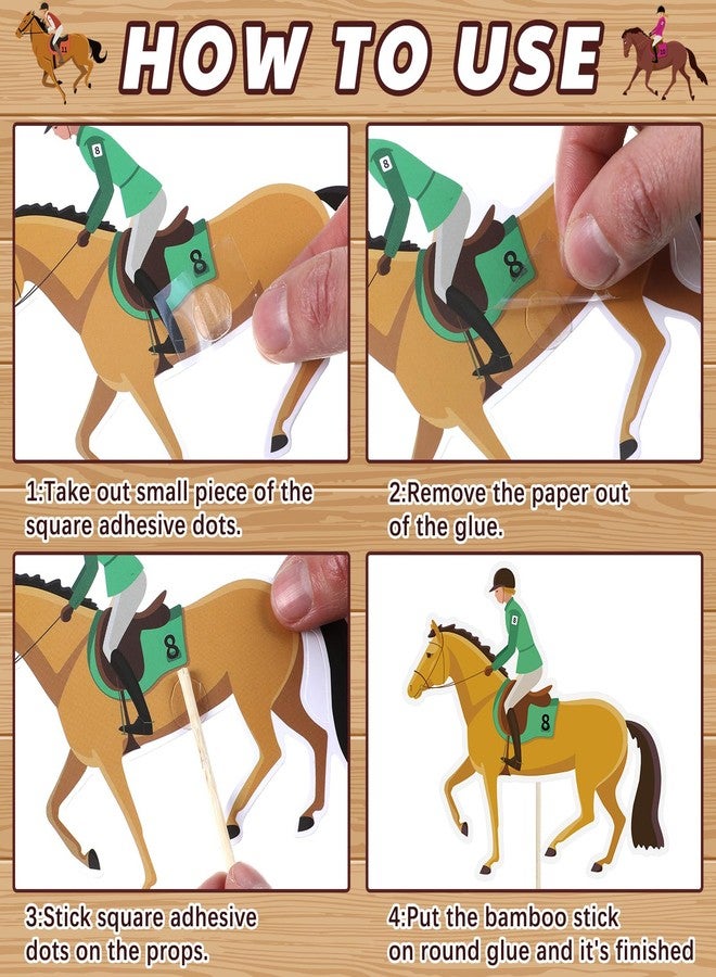 Funnymoom 24 Sets Horse Party Table Decorations Double Sided Horse Centerpieces Sticks Table Toppers for Derby Racing Festival Supplies Equestrian Western Derby Birthday Baby Shower Party Decor - Image 3