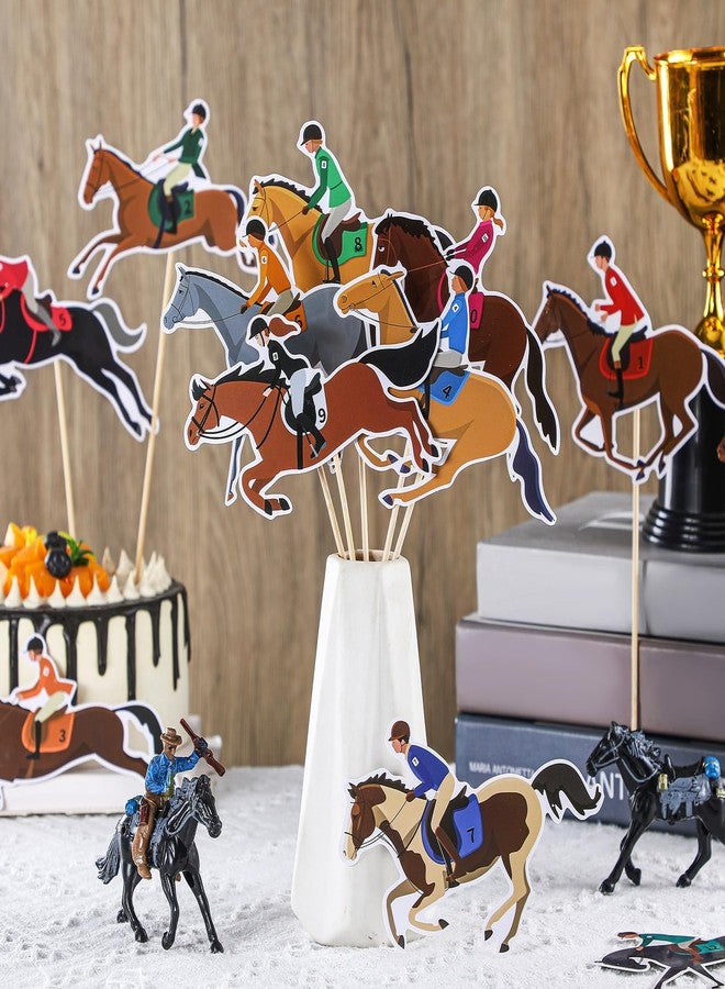 Funnymoom 24 Sets Horse Party Table Decorations Double Sided Horse Centerpieces Sticks Table Toppers for Derby Racing Festival Supplies Equestrian Western Derby Birthday Baby Shower Party Decor - Image 4